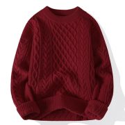 Autumn And Winter New Men's Twist Sweater Casual Round Neck Pullover Top — Blue round neck - Image 10