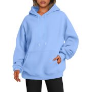 Men's And Women's Fashion Casual Exercise Drop-shoulder Sleeve Hoodie — Light Blue