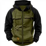 Men's Hoodie Youth Sports Multi-pocket Workwear — Forest Green