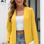 Slim-fit Long Sleeve Pure Color All-matching Collarless Cardigan Small Suit Coat Shawl — Yellow