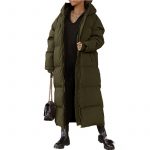 Hooded Solid Color Long Casual Zip Coat — Army Green