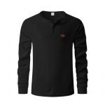 Waffle Buckle Quick-drying Raglan Henry Long Sleeve — Black
