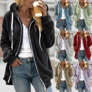 Women's Fashion Loose Thick Plush Hooded Jacket — Light Green - Image 2