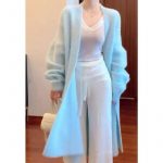 Long Below The Knee Sweater Cardigan For Women — Blue