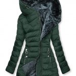 Women's Plush Hooded Mid-length Oblique Zipper Cotton-padded Coat — Dark Green