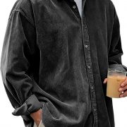 Casual Loose Men's Autumn And Winter Thick Shirt Jacket — Black - Image 4