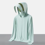 Ice Silk Big Brim Detachable Face Cover Ultraviolet-proof Sun-protective Clothing — Men's Jade White - Image 14