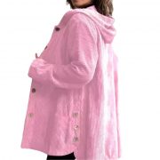 Women's Corduroy Hooded Jacket Fashion Warm Pockets Button Mid-length Top Casual Fall Winter Outwear Clothing — Black - Image 14