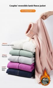 Double-sided Polar Fleece Outdoor Thick Warm Sweater Coat — Rubber Powder - Image 12