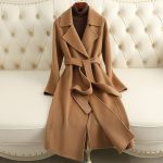 Cashmere Coat Slim Fit Thin Over The Knee Woolen Coat — Camel