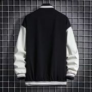 Men's Baseball Jacket Fashion Casual Letter Number Print Button-down Tops Streetwear Clothing — Black - Image 3