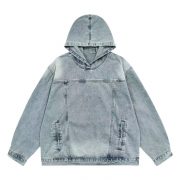 Men's Fashion Retro Hooded Denim Jacket Top — Black - Image 5