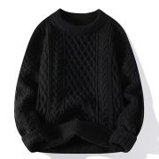 Autumn And Winter New Men's Twist Sweater Casual Round Neck Pullover Top — Blue round neck - Image 7