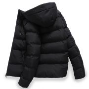 Winter Men's Solid Color Hooded Padded Coat — Black - Image 5