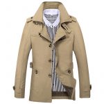 Men's Fashion Casual Solid Color Trench Coat — Khaki