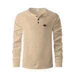 Waffle Buckle Quick-drying Raglan Henry Long Sleeve — Khaki