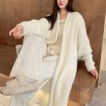 Long Below The Knee Sweater Cardigan For Women — White