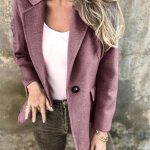 Ins Button Lapel Short Blazer Winter Fashion Commuter Jacket Outwear Women's Clothing — Light Purple