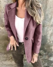 Ins Button Lapel Short Blazer Winter Fashion Commuter Jacket Outwear Women's Clothing — Light Purple