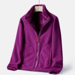 Double-sided Polar Fleece Outdoor Thick Warm Sweater Coat — Purple