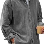 Casual Loose Men's Autumn And Winter Thick Shirt Jacket — Gray