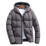 New Men's Pure Cotton Padded Jacket Hooded Coat — Dark Grey