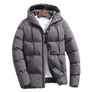 New Men's Pure Cotton Padded Jacket Hooded Coat — Navy Blue - Image 4