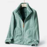 Double-sided Polar Fleece Outdoor Thick Warm Sweater Coat — Retro Green