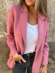 Ins Button Lapel Short Blazer Winter Fashion Commuter Jacket Outwear Women's Clothing — Light Purple - Image 10