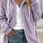 Women's Fashion Loose Thick Plush Hooded Jacket — Lavender Purple