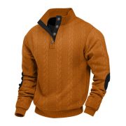 Stand Collar Long Sleeve Jacquard Knitted Pullover Sweater — Khaki 2 - Image 13