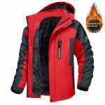Casual Fleece And Thick Men's Mid-length Coat — Red