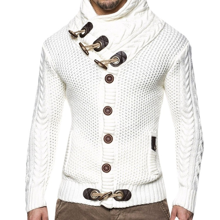 9e6576be_1613728387745 Knitted Jacket With High Collar Buttons — White - Image 1