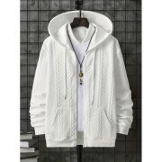 Men's Plus-sized Casual Hooded Sweater — Black - Image 3