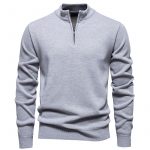 Men's Knitwear Top Half Zipper — 6983 Light Gray