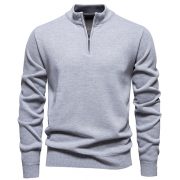 Men's Knitwear Top Half Zipper — 6983 Dark Gray - Image 6
