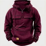 Men's Solid Color Casual Sweatshirt — Wine Red