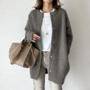 Japanese And Korean Light Mature Woman Long-sleeved Coat Super Soft Woolen — Beige Color Woolen - Image 7
