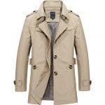 Men's casual jacket mid-length trench coat — Light khaki