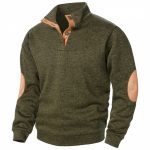 Men's Stand Collar Knitted Joint Stitching Casual Jacquard Cardigan Sweater — Army Green