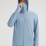 Ice Silk Big Brim Detachable Face Cover Ultraviolet-proof Sun-protective Clothing — Male Glacier Blue