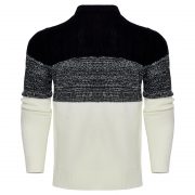 Men's Casual Color Block Long Sleeve Cable Knit Pullover Sweater — Blue - Image 6