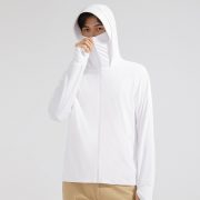 Ice Silk Big Brim Detachable Face Cover Ultraviolet-proof Sun-protective Clothing — Men's Jade White