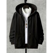 Men's Plus-sized Casual Hooded Sweater — Black