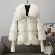 Down Cotton-padded Jacket Women's Short Fur Collar Thickened Coat Winter Clothing — Black - Image 10