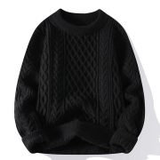 Autumn And Winter New Men's Twist Sweater Casual Round Neck Pullover Top — Blue round neck - Image 5