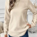 Women's Crew Neck Casual Long Sleeve Shirt — White