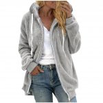 Women's Fashion Loose Thick Plush Hooded Jacket — Gray