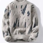 Winter Fleece-lined Thickened Men's Bottoming Sweater Fall And Winter Inner — Beige