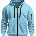 Zipper Hooded Sweatshirt Men's Sports Casual Cardigan Coat — Light Blue